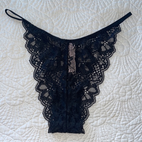 New Set of 3 Satin Shine Strap Logo Lace V String Thong Brazilian Panties - Picture 4 of 6